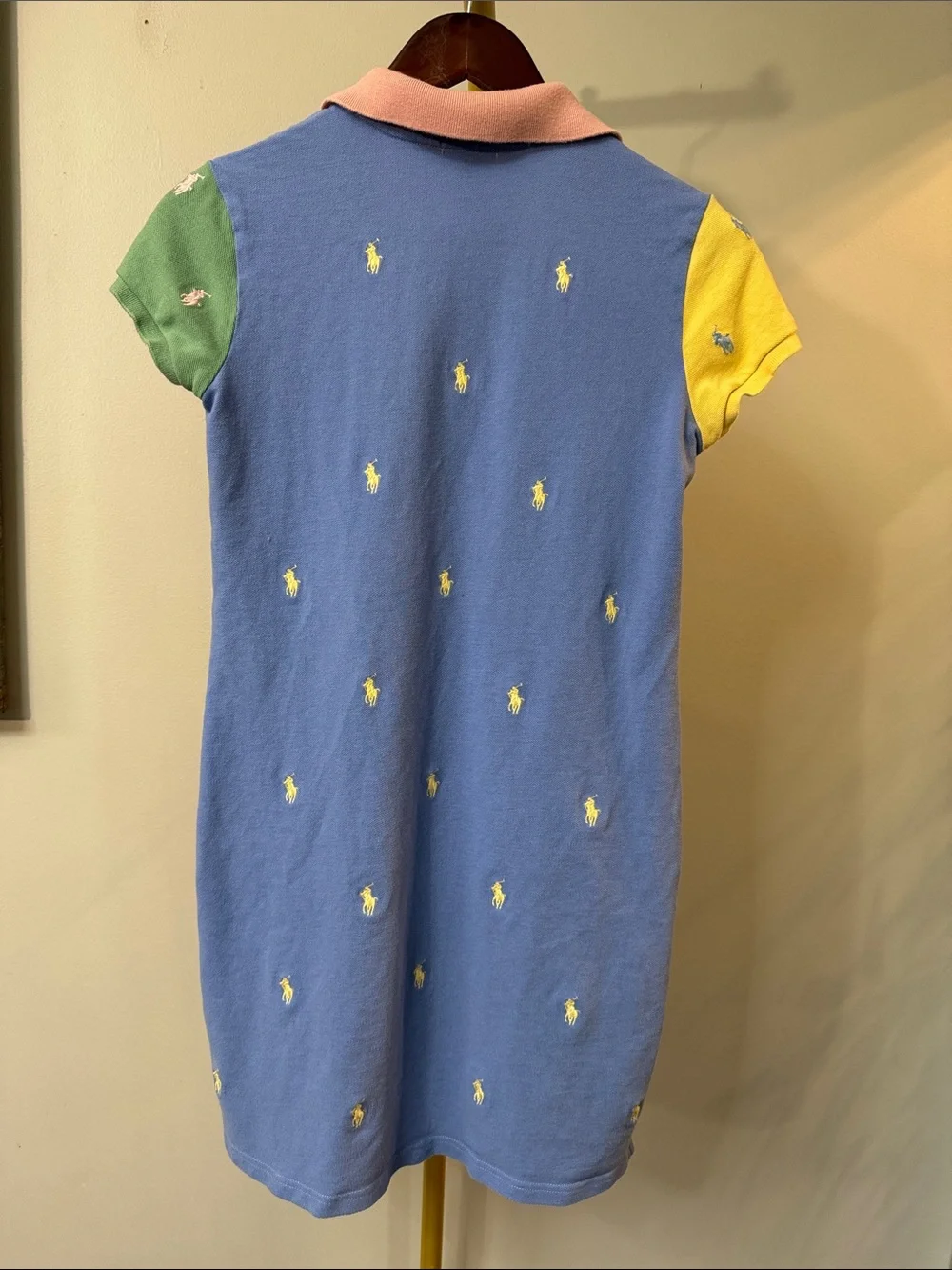 Polo by Ralph Lauren Pink Polo Colorblock dress with cap Sleeves cotton knit